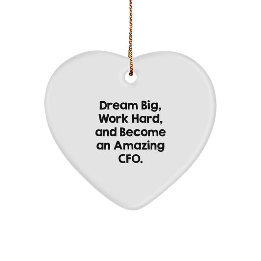 Funny CFO Heart Ornament, Gifts from Women to Men, CFO Christmas Unique Gifts, Heart-Shaped CFO Decorations, Dream Big CFO - Image 1