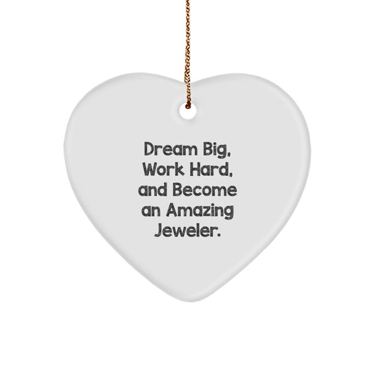Gifts from Friends to Amazing Jeweler, Inspirational Heart Ornament for Jeweler, White Heart Shaped MDF Christmas Unique Gifts - Image 1