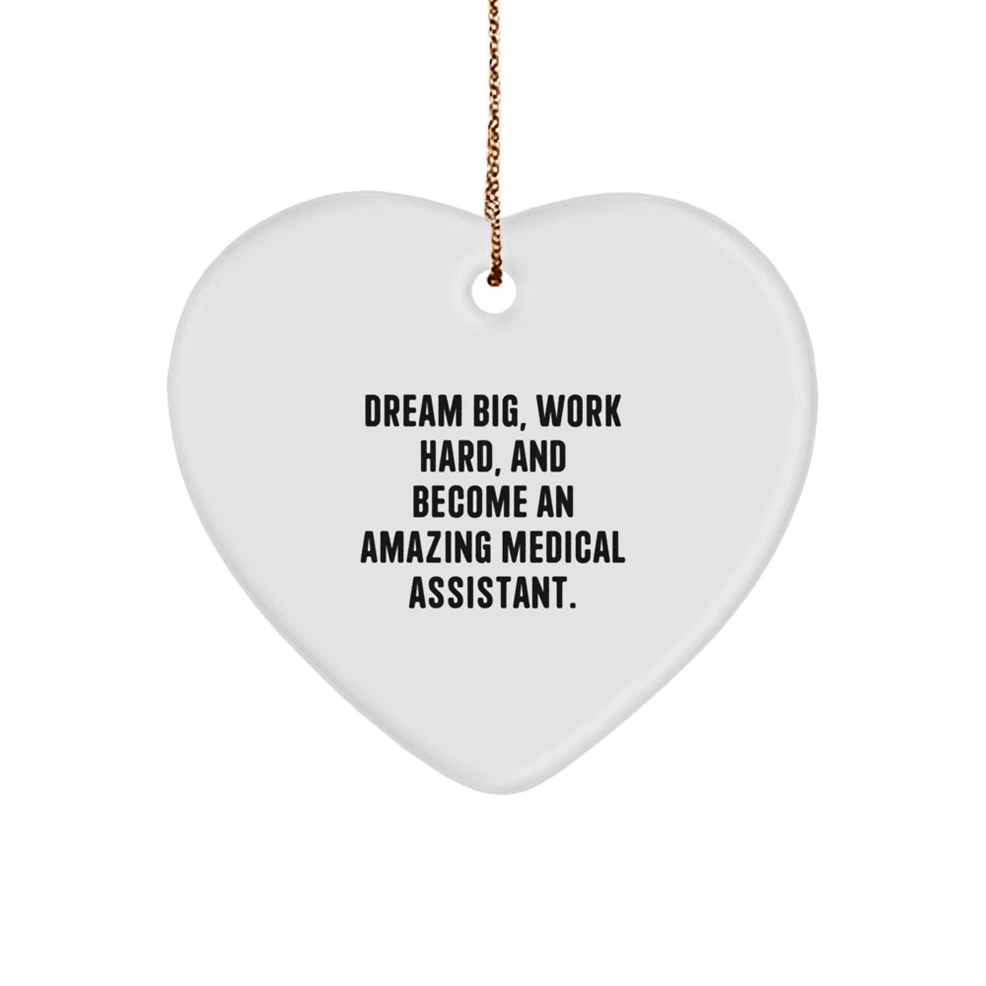 Funny Medical Assistant Heart Ornament Gifts from Friends, Family, or Coworkers - Dream Big Work Hard Quote Christmas Unique Gifts - Image 1