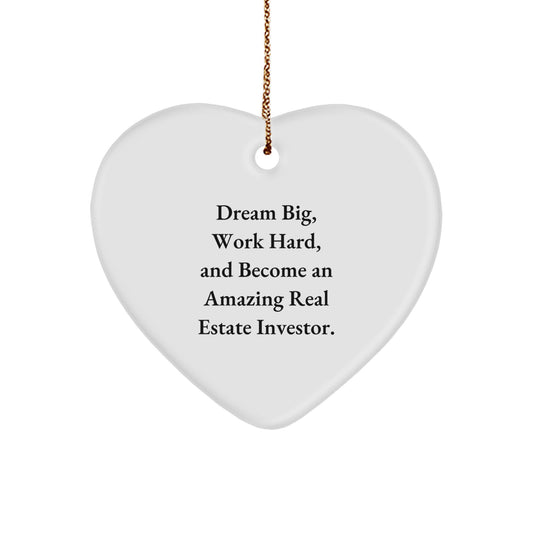 Gifts from Family for Real Estate Investor Men - Heart Ornament with Quote 'Dream Big, Work Hard' - Christmas Unique Gifts for Him - Image 1