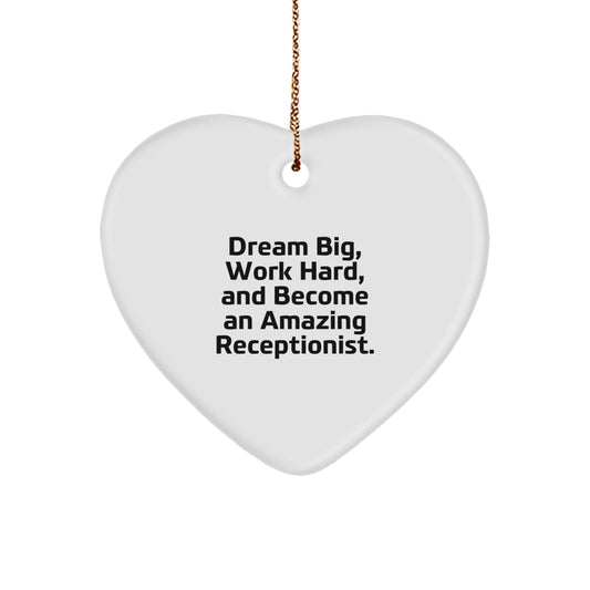 Christmas Unique Gifts for Receptionists, Inspirational Heart Ornament with Dream Big Quote, Ideal Gift from Friends or Family for the Amazing Receptionist - Image 1