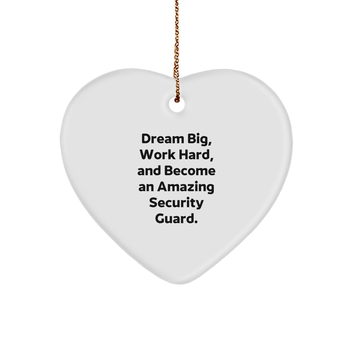 Funny Quotes Security Guard Heart Ornament Gifts from Men for Friends and Coworkers, Unique Christmas Unique Gifts for Security Guards, Heart Shaped Decorations with Gold Cord - Image 1