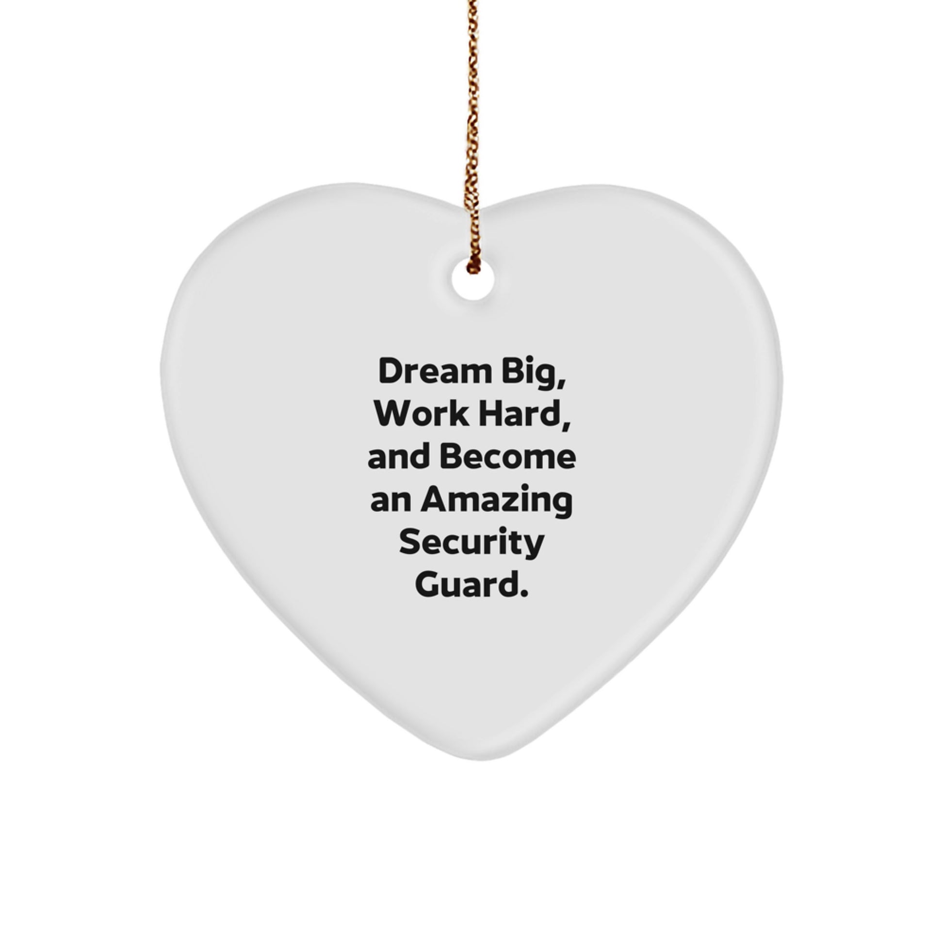 Funny Quotes Security Guard Heart Ornament Gifts from Men for Friends and Coworkers, Unique Christmas Unique Gifts for Security Guards, Heart Shaped Decorations with Gold Cord - Image 1