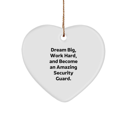 Funny Quotes Security Guard Heart Ornament Gifts from Men for Friends and Coworkers, Unique Christmas Unique Gifts for Security Guards, Heart Shaped Decorations with Gold Cord - Image 1