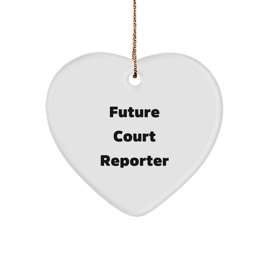 Funny Future Court Reporter Heart Ornament, Court Reporter Gift Ideas for Christmas Unique Gifts from Friends - Image 1