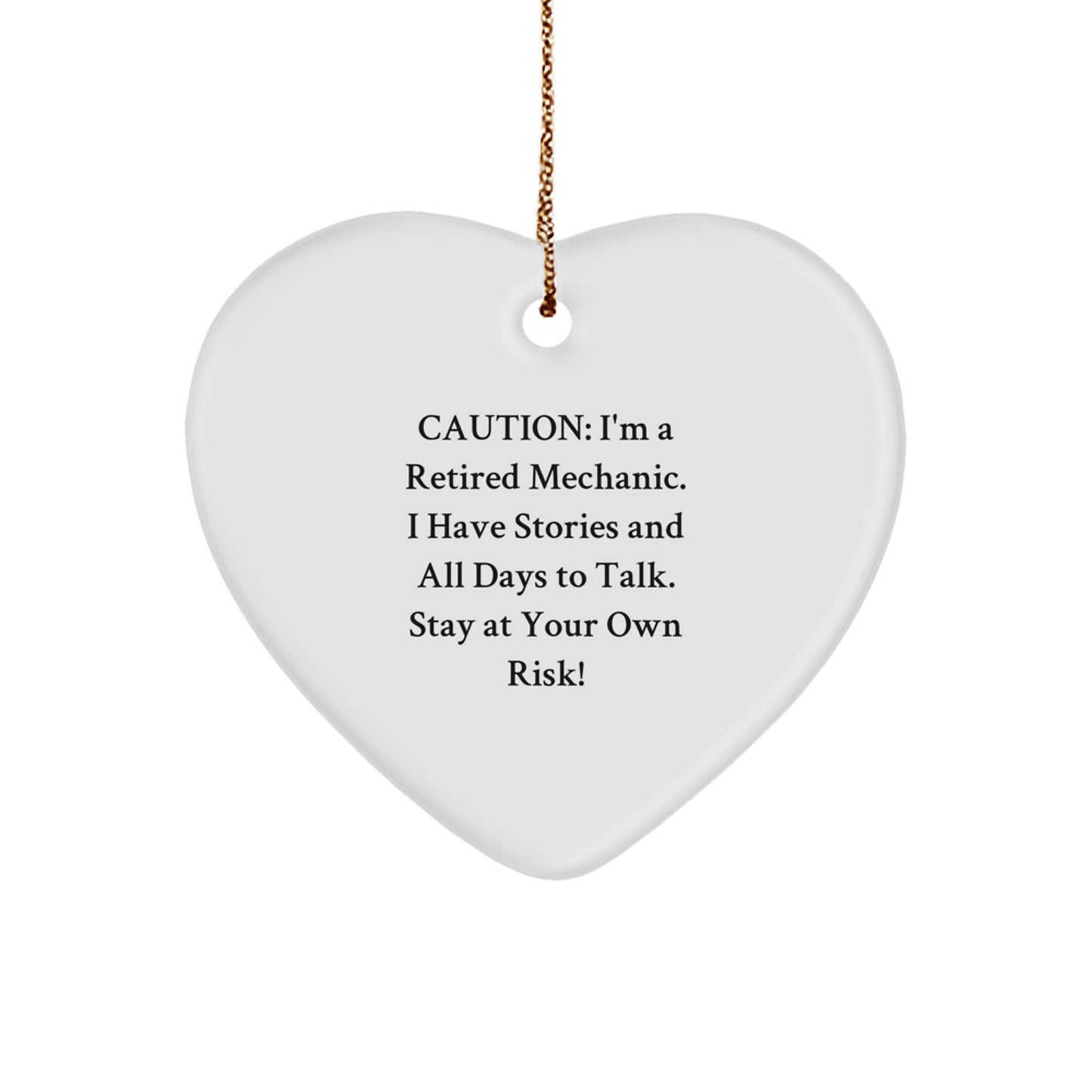 Funny Mechanic Gifts from Men to Friends - 'I'm A Retired Mechanic' Heart Ornament, Christmas Unique Ornaments for Mechanic, Mechanic Heart Shaped Decoration - Image 1