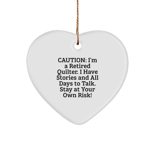 Funny Quilter Gifts from Friends and Family for Christmas Unique Gifts, Heart Ornament Quilter, Quilter Heart Ornament with Quote, Heart Quilter Gifts for Women, Men, Quilter - Image 1