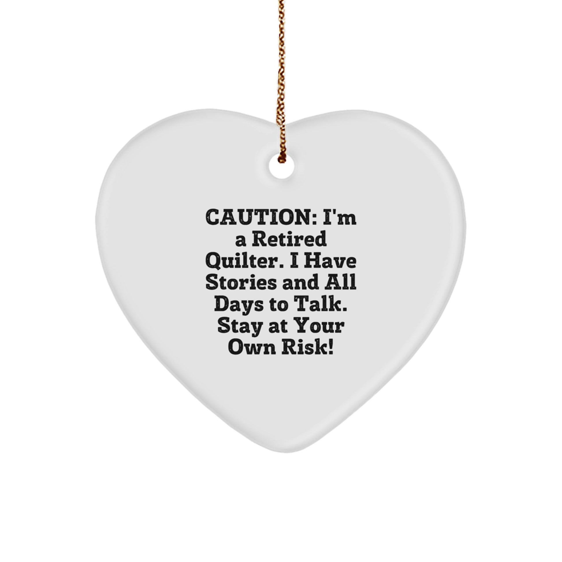 Funny Quilter Gifts from Friends and Family for Christmas Unique Heart Ornament - Quilter Heart Shaped MDF Ornament with Sublimation Printing - Image 1