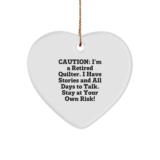 Funny Quilter Gifts from Friends and Family for Christmas Unique Heart Ornament - Quilter Heart Shaped MDF Ornament with Sublimation Printing - Image 1
