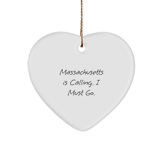 Funny Massachusetts Heart Ornament, Gifts from Friends to Massachusetts Men and Women, Christmas Unique Gifts for Massachusetts Residents - Image 1