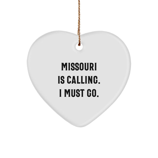 Missouri Heart Ornament Gifts from Friends and Family for Missouri Enthusiasts, Cute Christmas Unique Gifts, Missouri Is Calling I Must Go - Image 1