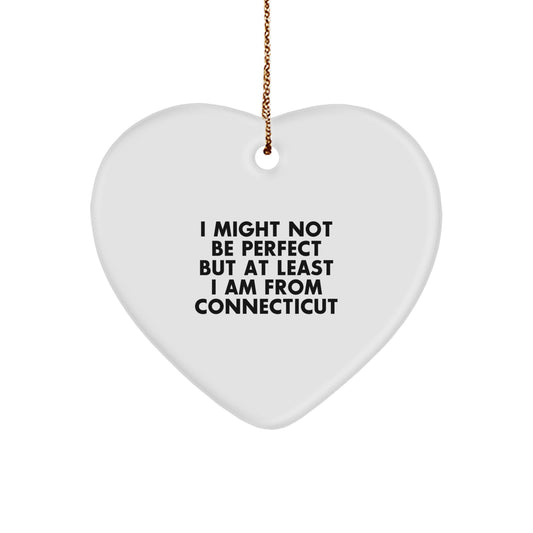 Funny Connecticut Gifts from a Connecticut Heart Ornament, Unique Christmas Unique Gifts for Connecticut Friends and Family - Image 1