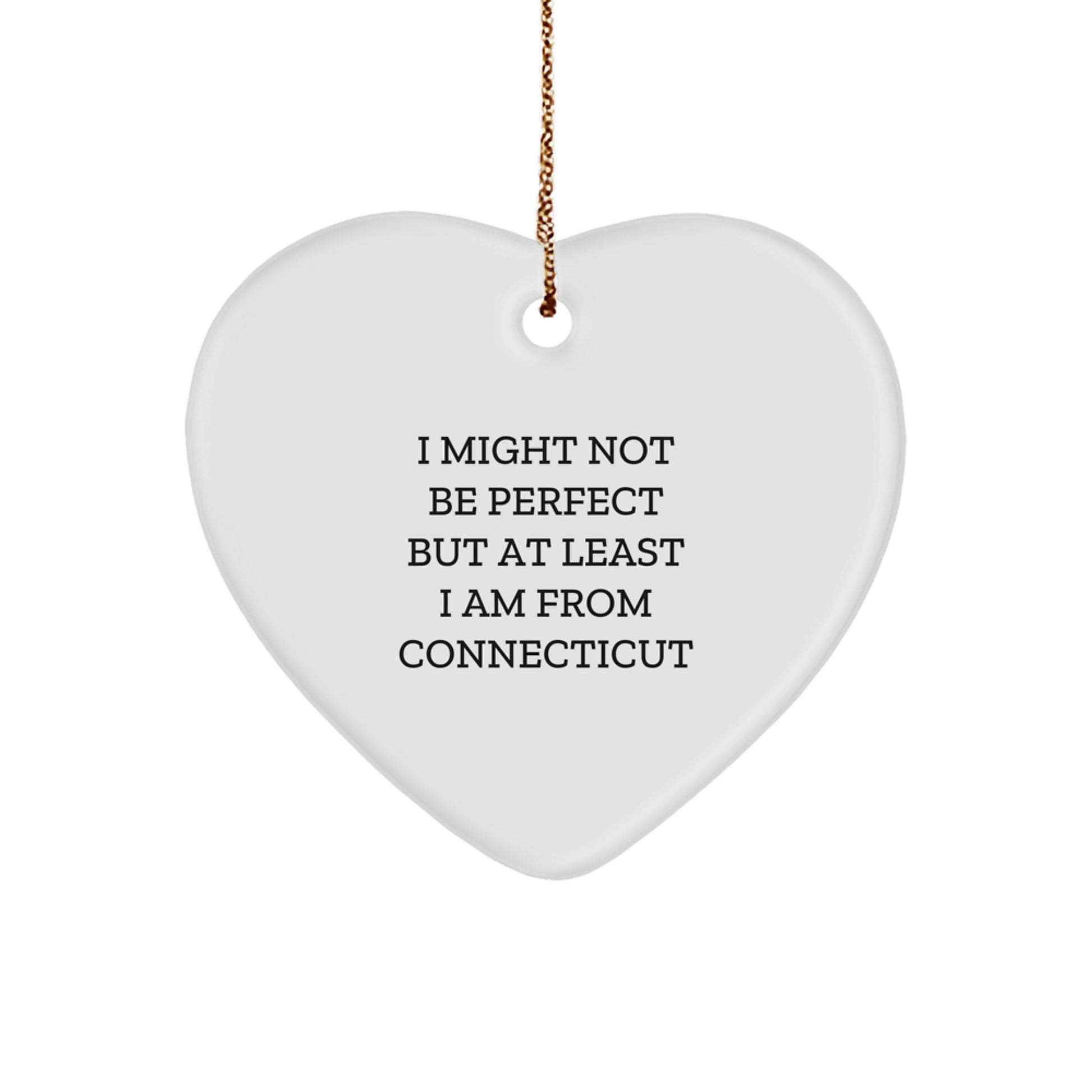 Funny Connecticut Heart Ornament Gifts from Friends and Family, Perfect for Christmas Unique Presents - Image 1