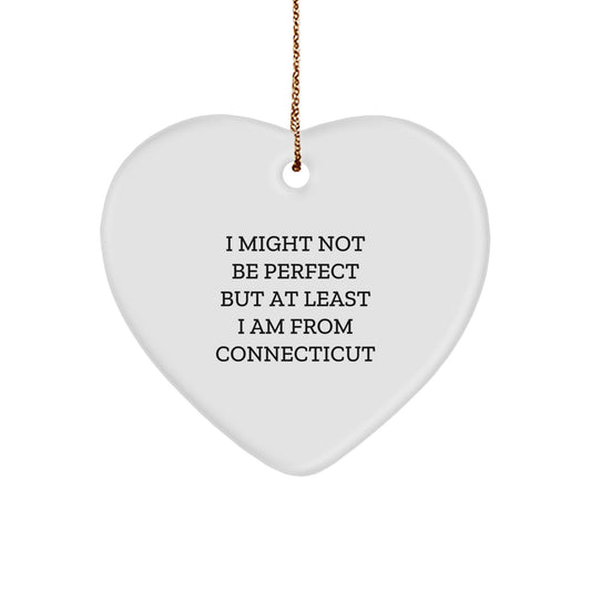 Funny Connecticut Heart Ornament Gifts from Friends and Family, Perfect for Christmas Unique Presents - Image 1