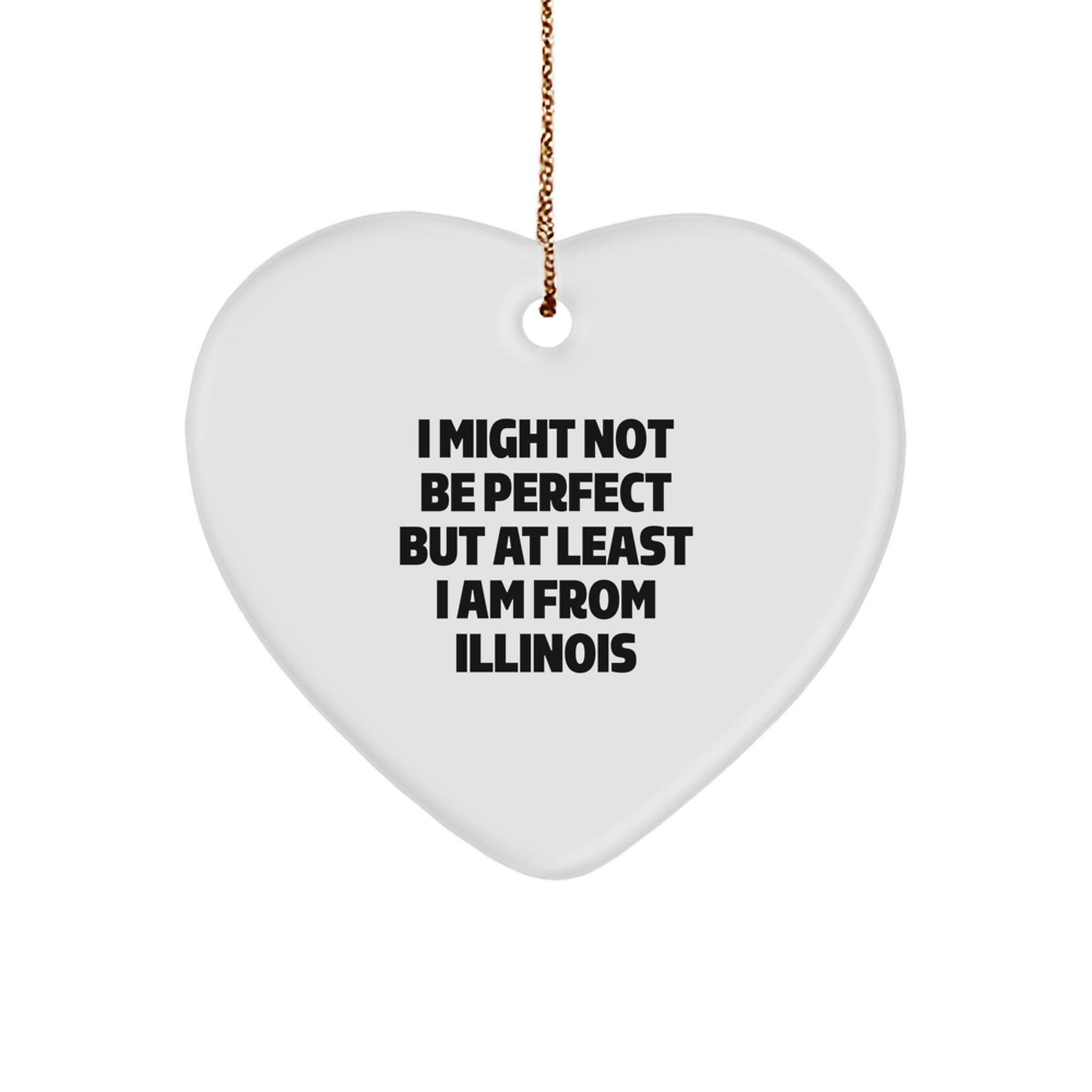 Funny Illinois Heart Ornament Gifts from Friends and Family for Christmas Unique Decor - Image 1
