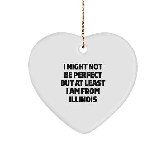 Funny Illinois Heart Ornament Gifts from Friends and Family for Christmas Unique Decor - Image 1
