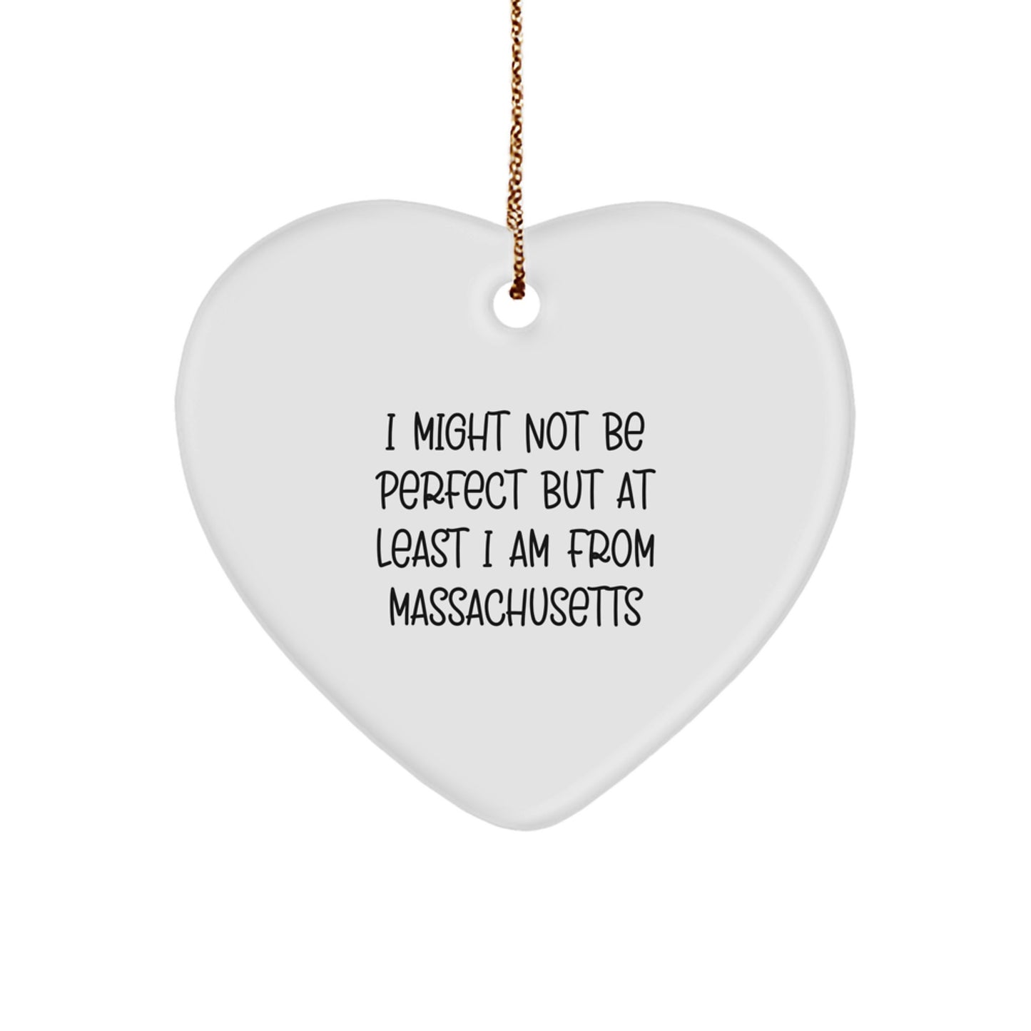 Funny Massachusetts Heart Ornament Gifts from Men to Family Members Who Love the Bay State, Perfect for Christmas Unique Gifts - Image 1