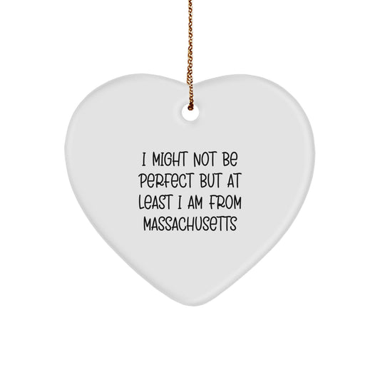 Funny Massachusetts Heart Ornament Gifts from Men to Family Members Who Love the Bay State, Perfect for Christmas Unique Gifts - Image 1