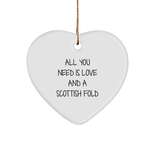 Funny Scottish Fold Cat Heart Ornament Gifts from Men for Women Friends Coworkers Family - Image 1