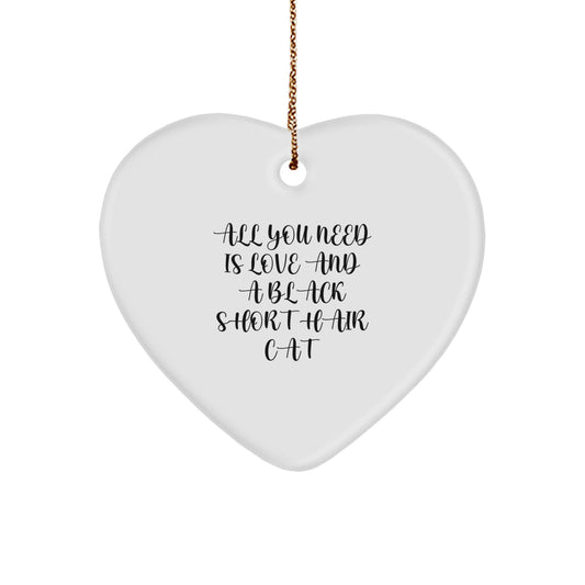 Funny Black Short Hair Cat Heart Ornament Gifts from Family for Black Short Hair Cat Lover Christmas Unique Gifts - Image 1