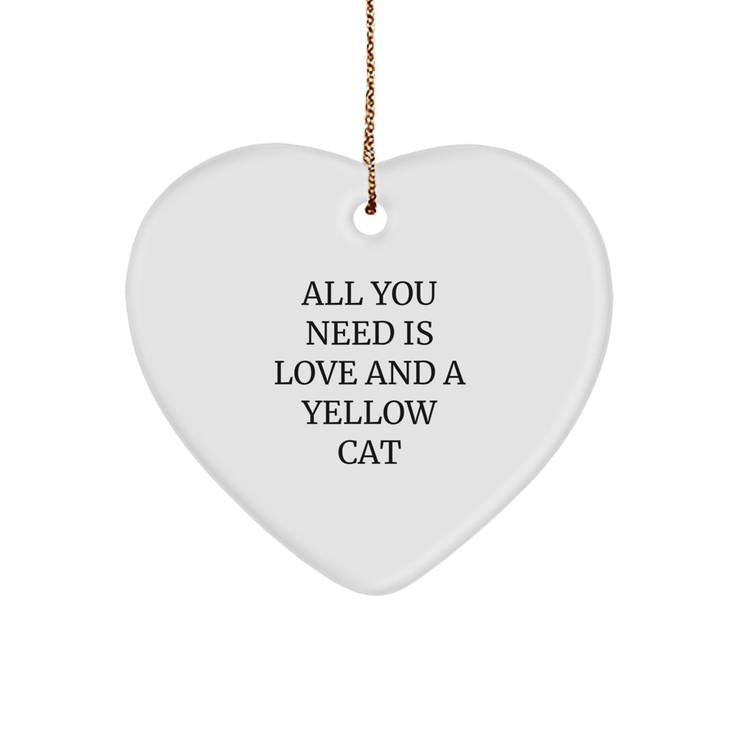 Yellow Cat Heart Ornament, Gifts from Friends to Yellow Cat Lovers, Christmas Unique Gifts - Image 1