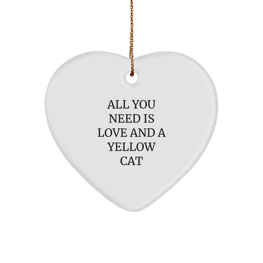 Yellow Cat Heart Ornament, Gifts from Friends to Yellow Cat Lovers, Christmas Unique Gifts - Image 1