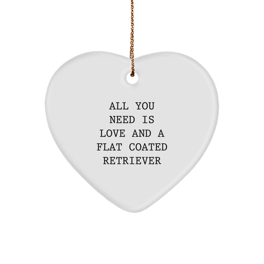 Flat Coated Retriever Dog Lover's Christmas Unique Gift - Heart Ornament with Love Quote - Gifts for Flat Coated Retriever Dog Enthusiasts - Presents from Friends and Family - Image 1