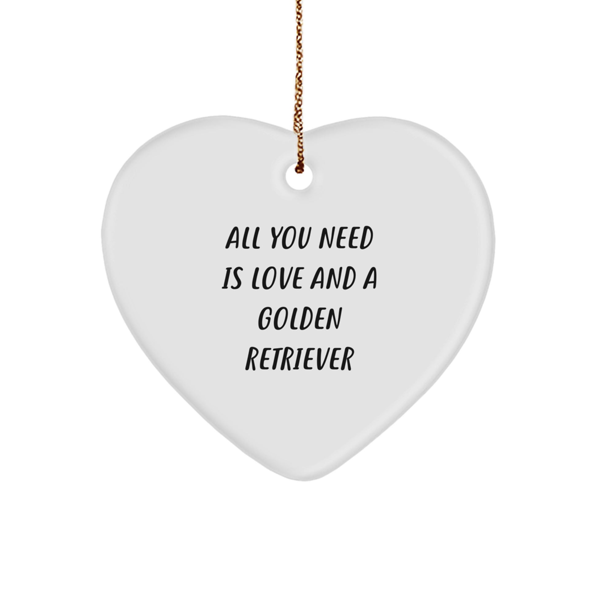 Golden Retriever Dog Gifts from Family - Heart Ornament with 'All You Need Is Love' Quote for Christmas - Image 1