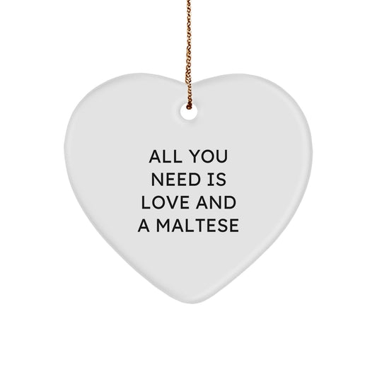Funny Maltese Dog Gifts from Men to Family Member, Heart Ornament for Maltese Dog Lovers, Christmas Unique Gifts - Image 1