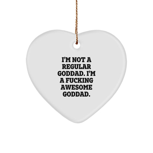 Funny Goddad Gifts from Men, Heart Ornament for Awesome Goddad, Christmas Unique Gifts - Image 1