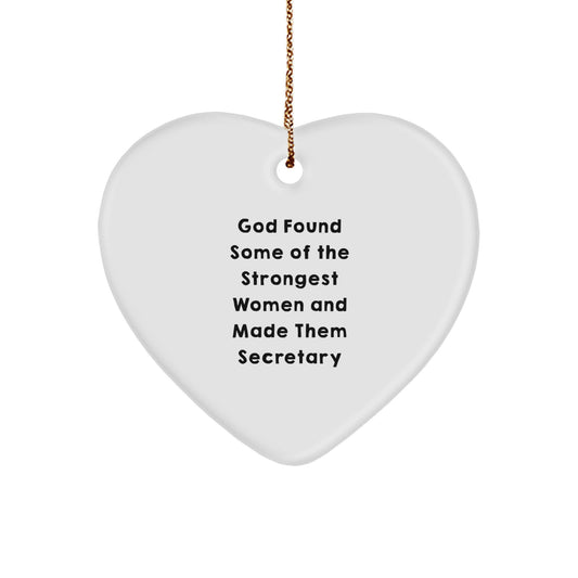 Funny Secretary Heart Ornament, Gifts from Family to Secretary, Heart-Shaped Secretary Ornament for Christmas Unique Gifts, Secretary Appreciation Gift for Secretary - Image 1