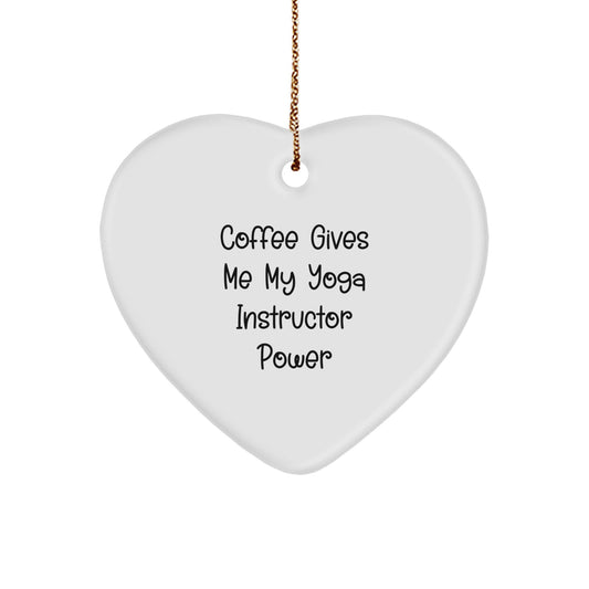 Yoga Instructor Gifts from Friends, Funny Coffee Quotes Heart Ornament for Women, Christmas Unique Gifts for Her - Image 1