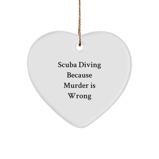 Funny Scuba Diving Heart Ornament Gifts from Men to Scuba Diving Friends for Christmas Unique Gifts - Image 1