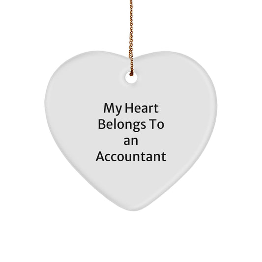 Funny Accountant Gifts from Men for Christmas Unique Heart Ornament My Heart Belongs To An Accountant - Image 1