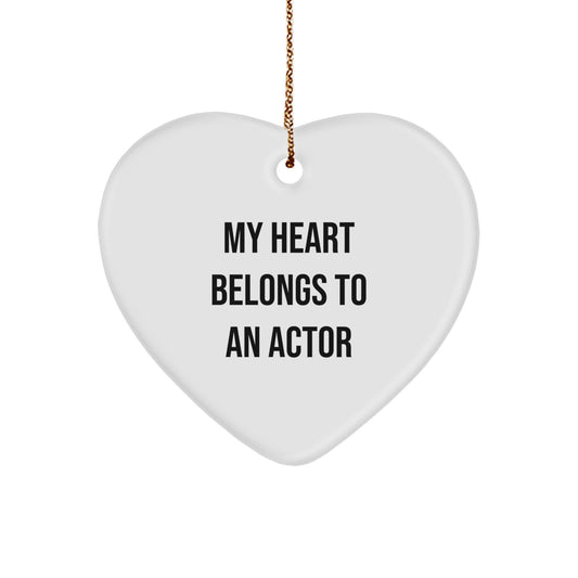 Funny Actor Gifts for Men, Women, and Friends - My Heart Belongs To An Actor Ornament, Perfect Christmas Unique Gifts from Family - Image 1