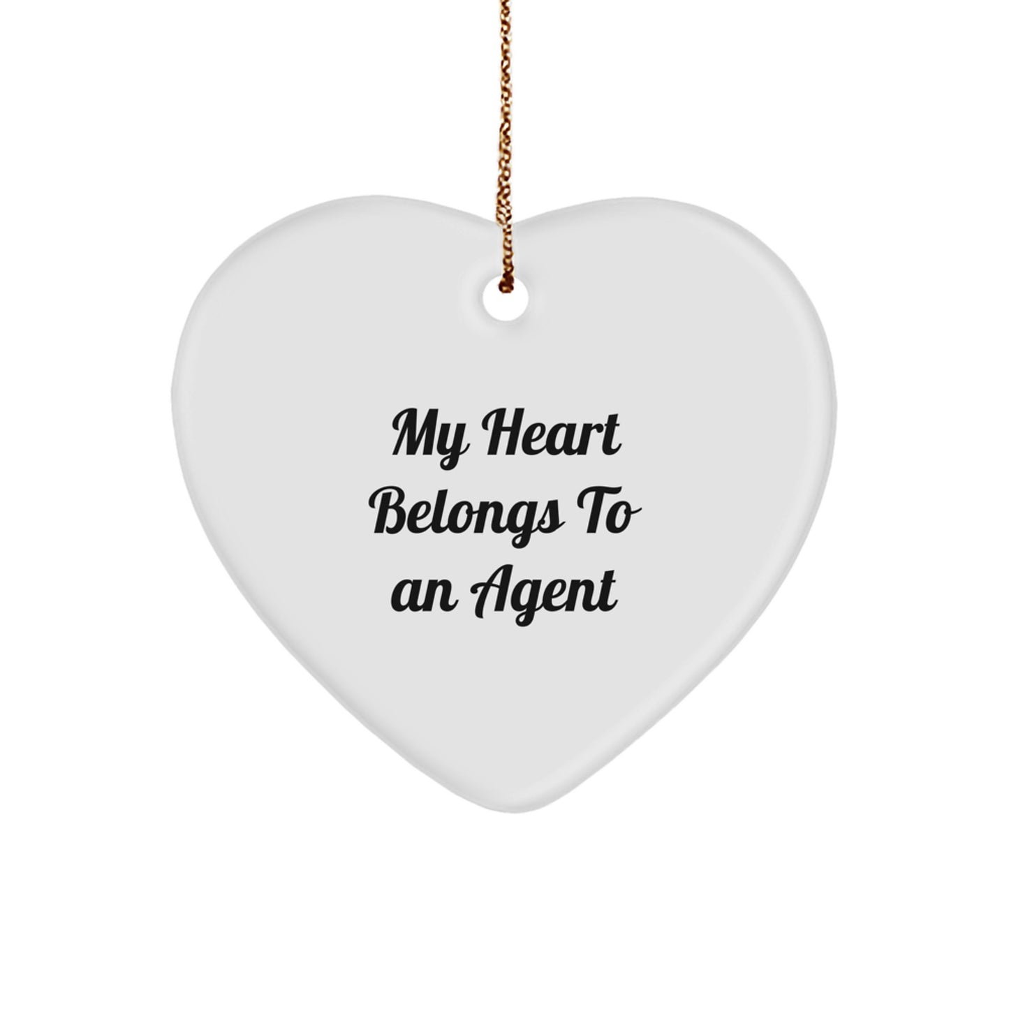 Funny Agent Heart Ornament, My Heart Belongs To An Agent Gift, Christmas Unique Agent Agent Gifts from Friends for Men Women Coworkers Family - Image 1