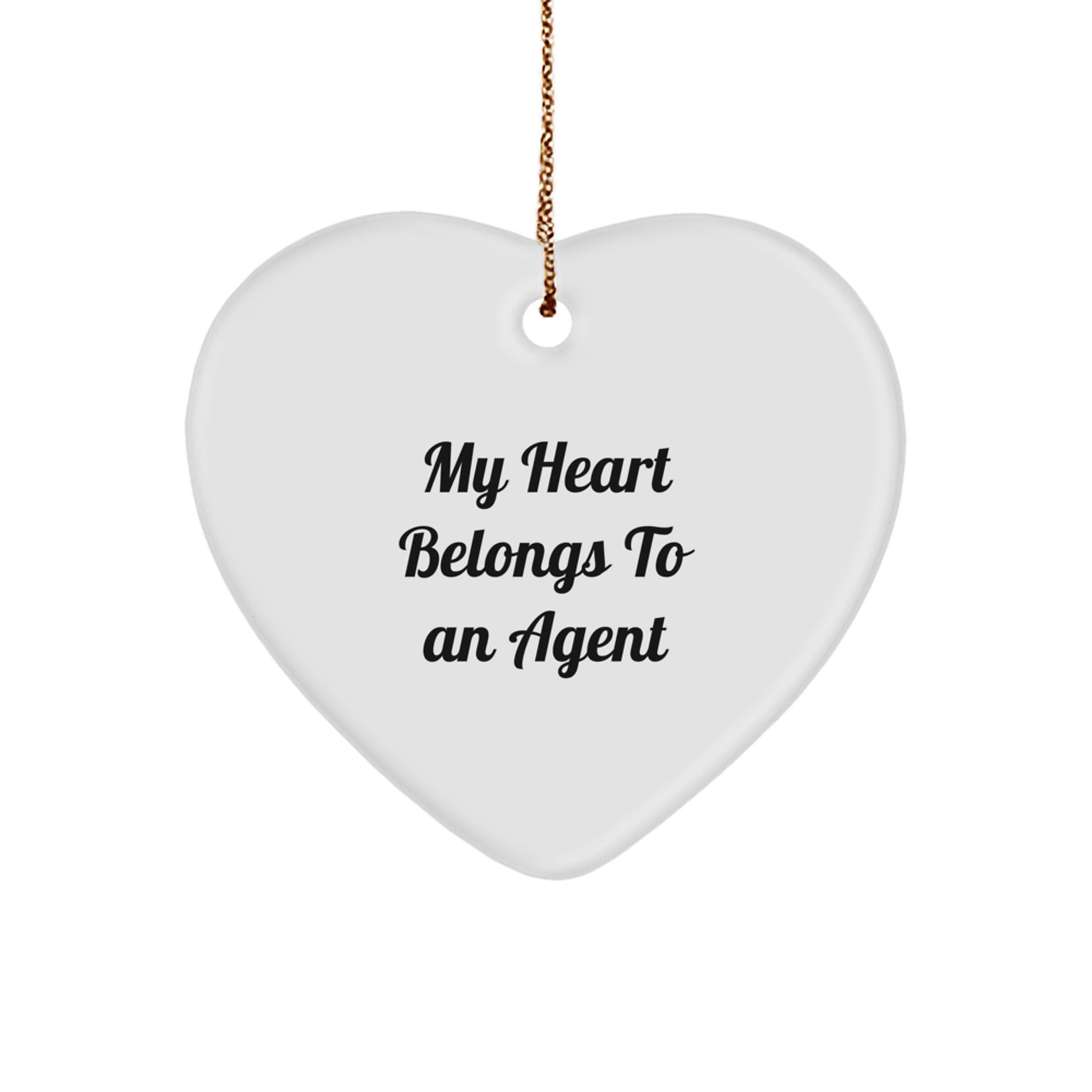 Funny Agent Heart Ornament, My Heart Belongs To An Agent Gift, Christmas Unique Agent Agent Gifts from Friends for Men Women Coworkers Family - Image 1