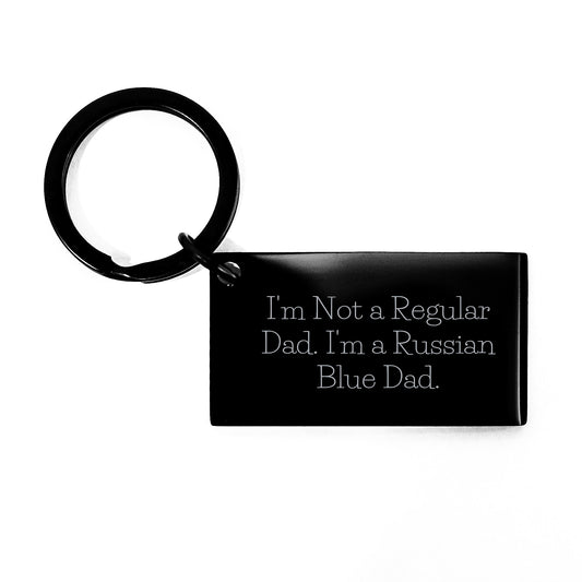 Russian Blue Cat Dad Gifts, Engraved Keychain for Men, Funny Quote, Graduation Unique Gifts from Men to Russian Blue Cat Lovers - Image 1