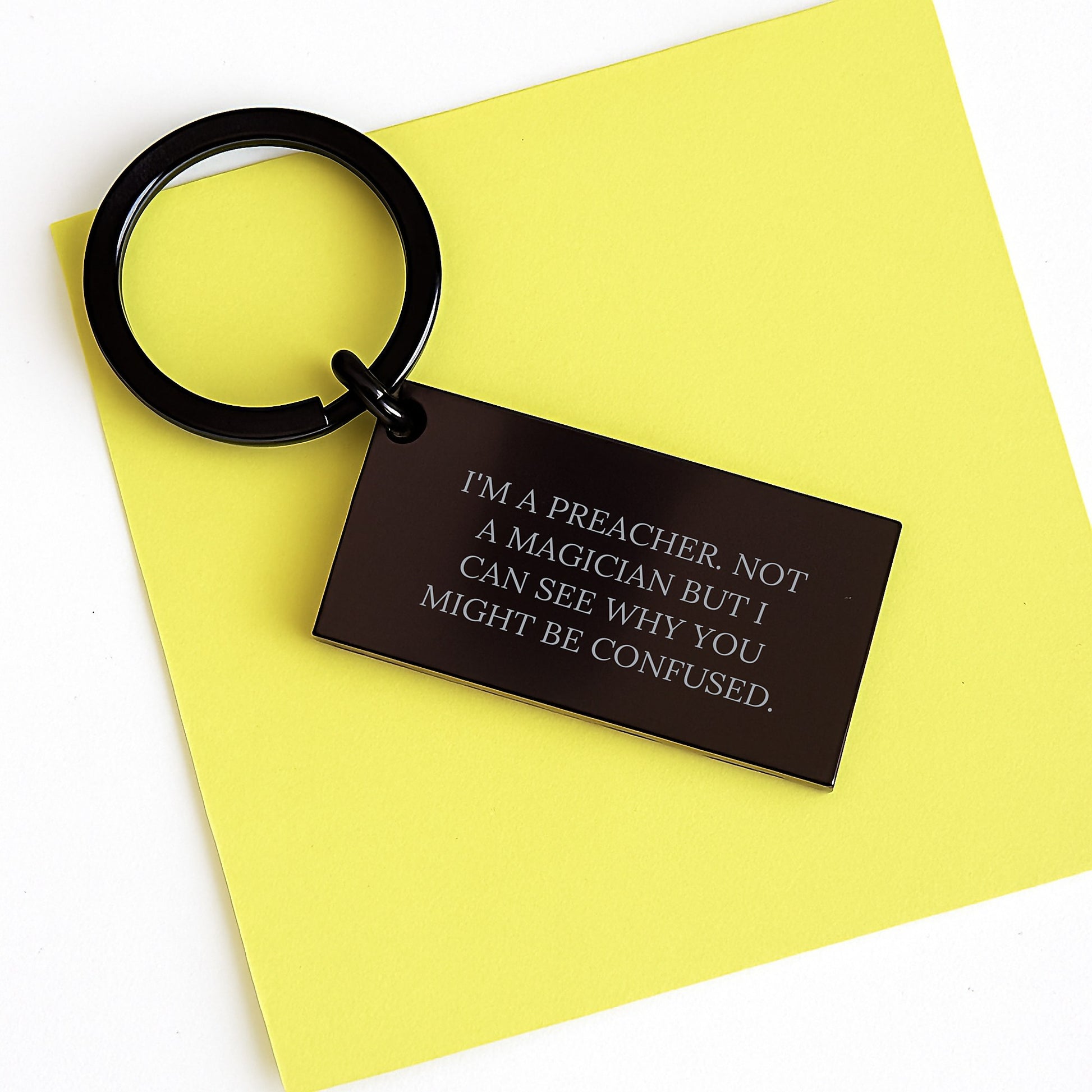 Preacher Gifts Keychain Funny Quote Engraved Keyring for Preachers Friends Coworkers Family, Graduation Unique Gifts from Men Women - Image 3