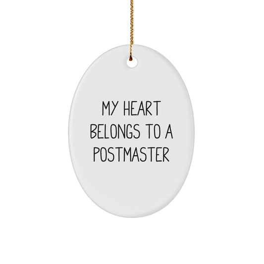 Funny Postmaster Christmas Oval Ornament Gifts for Men from Friends, Inspirational Quote Decor for Home Office - Image 1