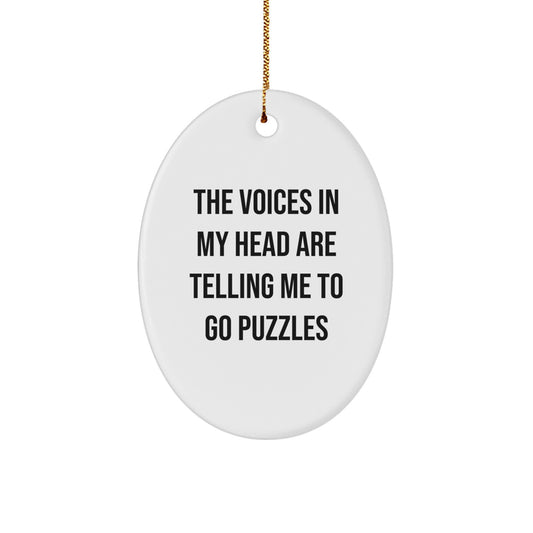 Funny Puzzles Oval Ornament Gifts from Friends for Puzzles Enthusiasts, Oval Shaped Christmas Unique Ornaments - Image 1