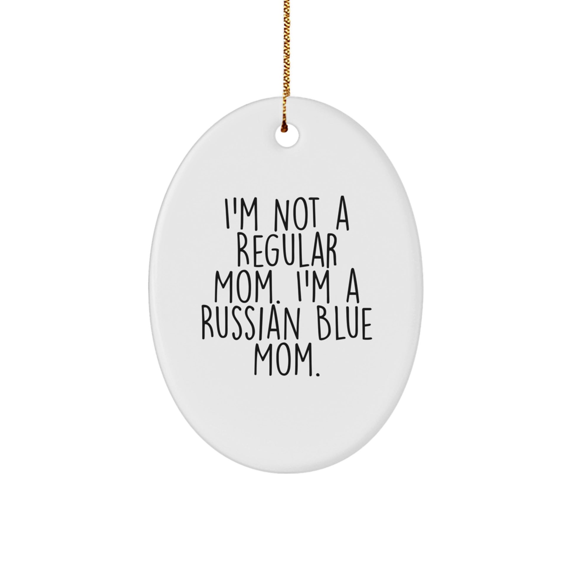 Funny Russian Blue Cat Mom Gifts from Family for Christmas Unique Oval Ornaments - Image 1
