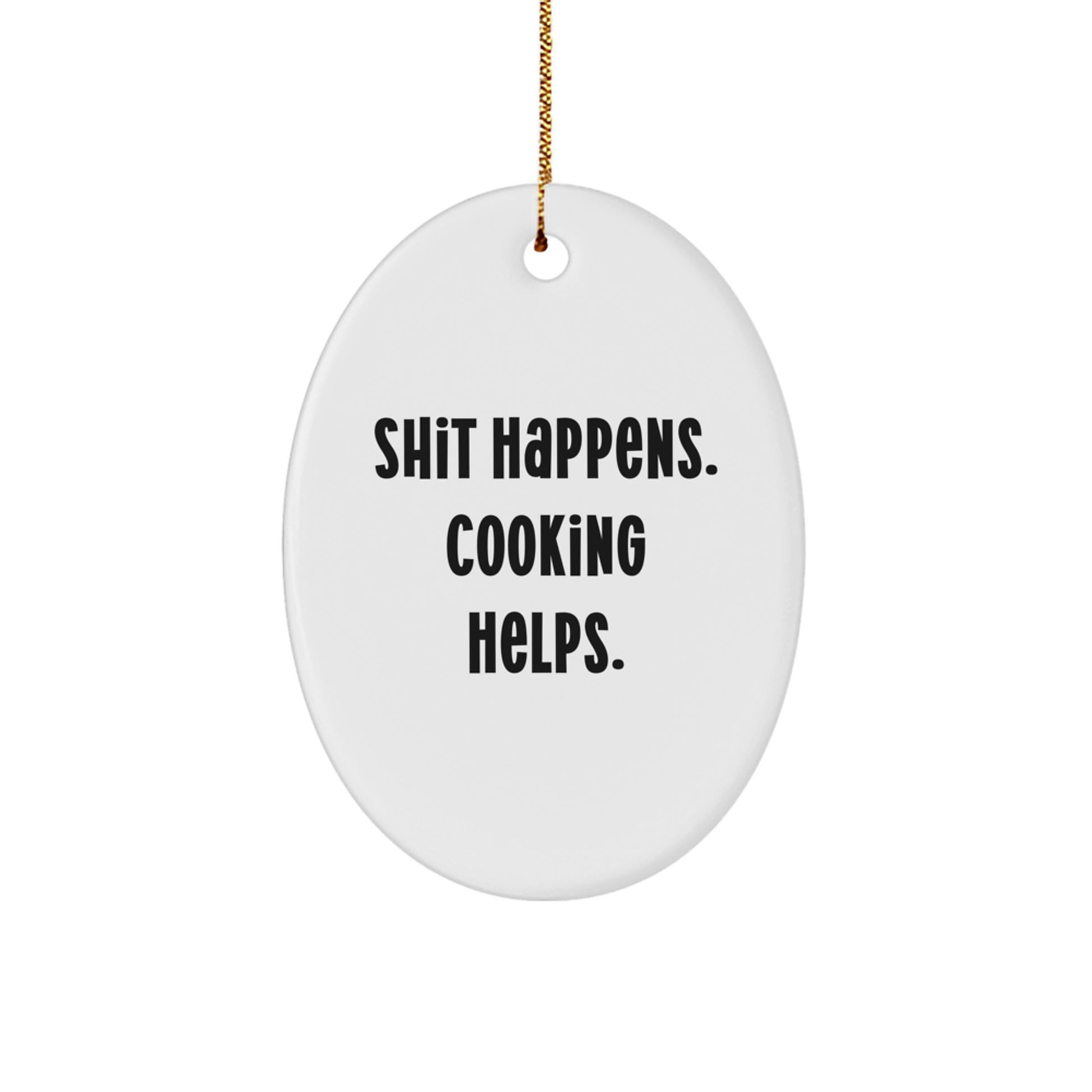 Funny Cooking Oval Ornament Gifts from Men to Women Friends and Family for Christmas - Image 1