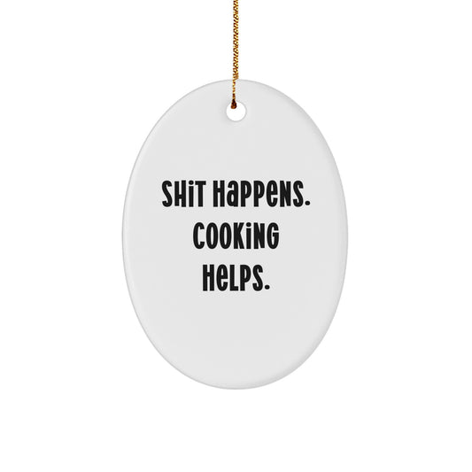 Funny Cooking Oval Ornament Gifts from Men to Women Friends and Family for Christmas - Image 1