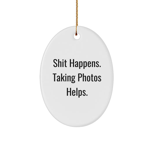 Taking Photos Inspiration Oval Ornament, Funny, White Oval Shaped Decor for Men, Women, Friends, Coworkers, Family Unique Gifts from, for Taking Photos Enthusiasts, Christmas Unique Gifts - Image 1