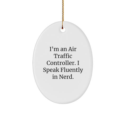 Air Traffic Controller Gifts for Him Unique Oval Ornaments Christmas Memorable Presents from Friends - Image 1