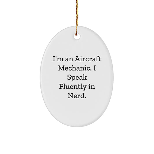 Aircraft Mechanic Gifts for Men, Funny Oval Ornament, Unique Christmas Unique Gifts from Friends, genius Quotes for Aviation Enthusiasts - Image 1