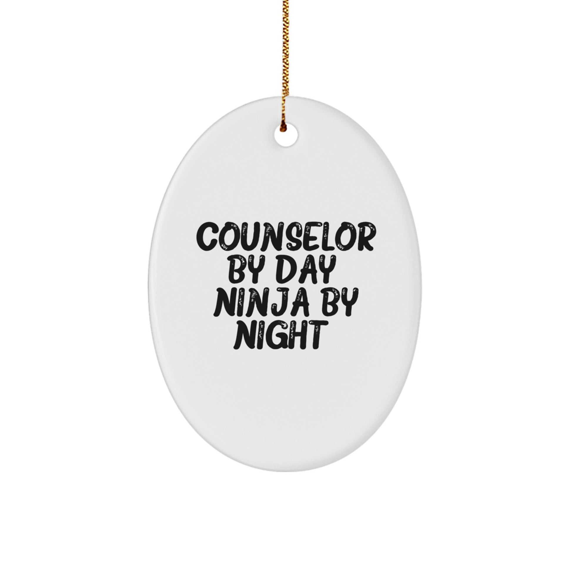 Counselor Gifts from Friends - Oval Ornament, Counselor By Day. Ninja By Night. - Christmas Unique Presents - Image 1