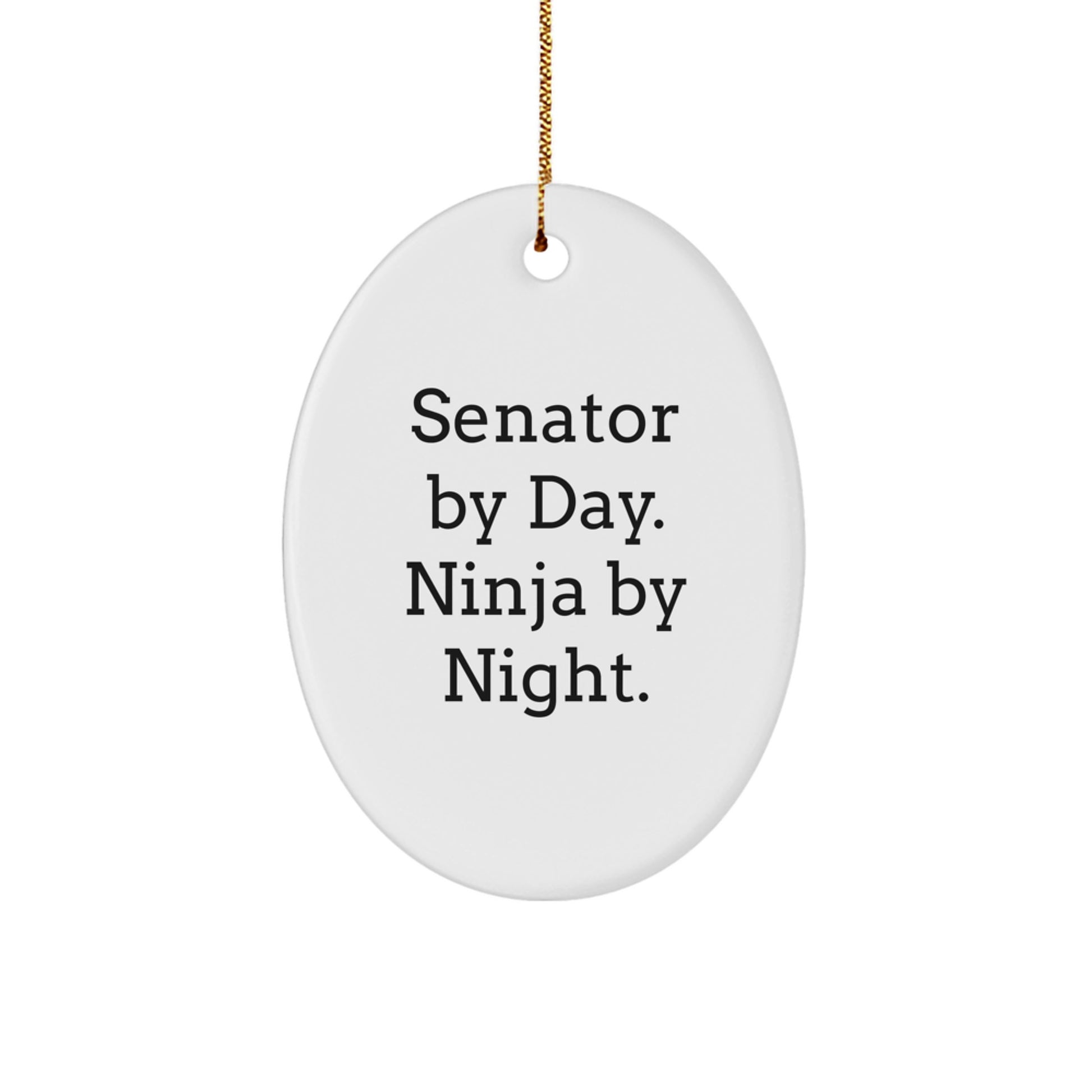 Senator by Day Ninja by Night Oval Ornament Funny Gift for Senator Unique Christmas Memorable Present from Friends - Image 1
