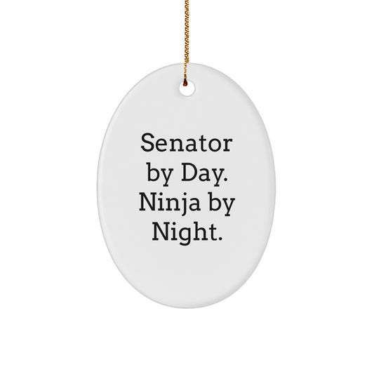 Senator by Day Ninja by Night Oval Ornament Funny Gift for Senator Unique Christmas Memorable Present from Friends - Image 1